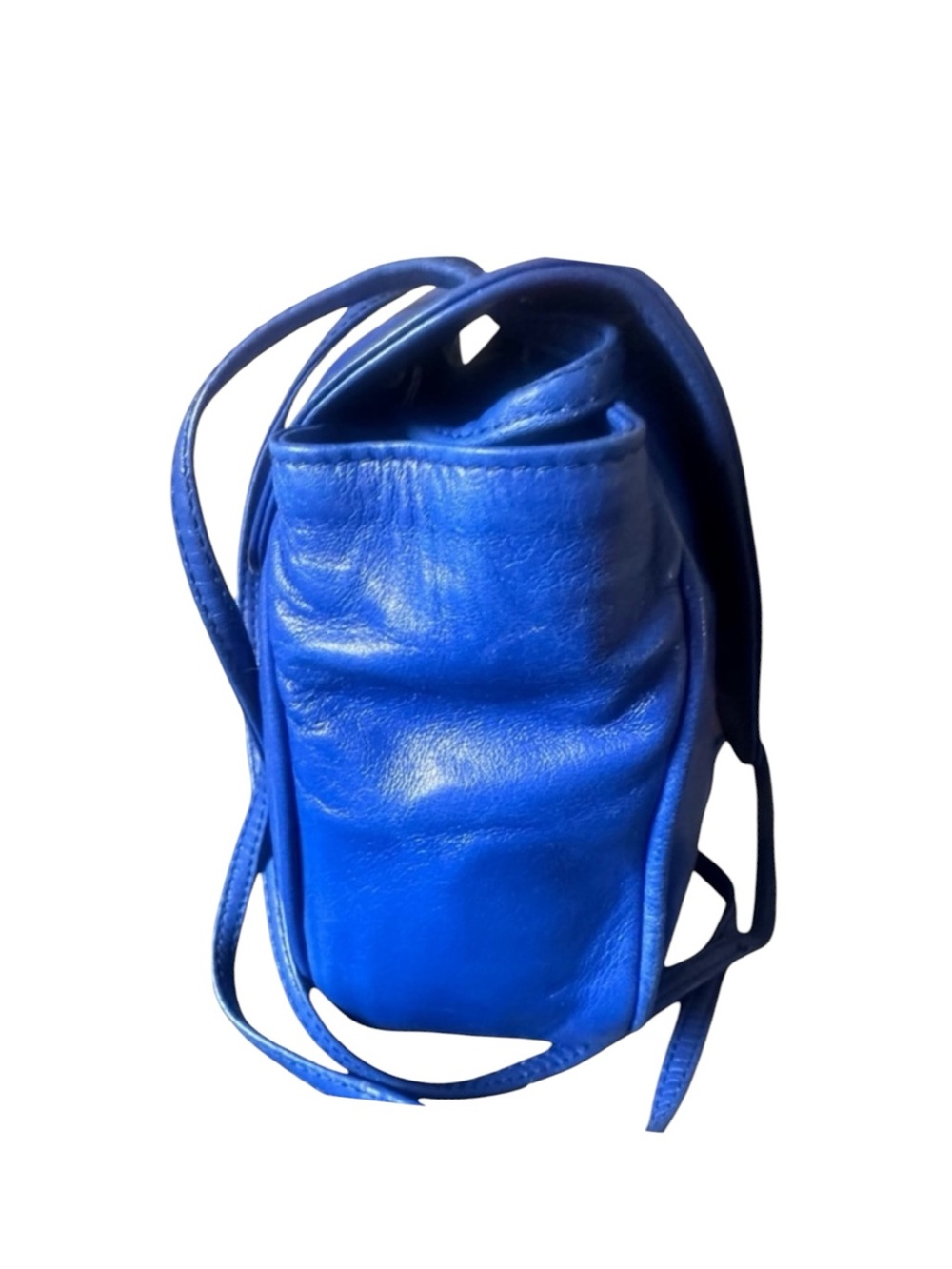 Vintage 1980s Bally Cobalt Blue Leather Triangle Logo Crossbody Shoulder Bag - Picture 3 of 8